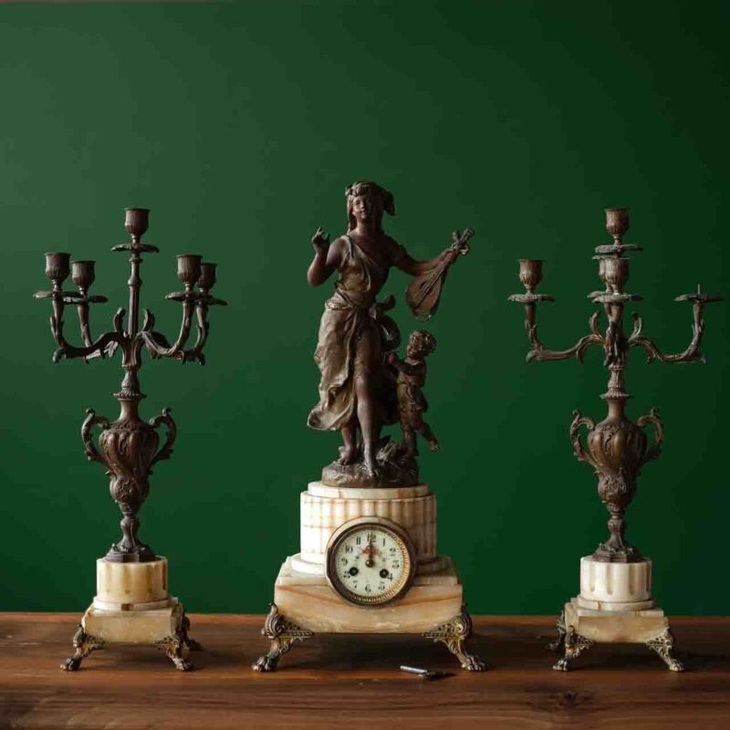 Antika Bronz Şömine Saati MOL7