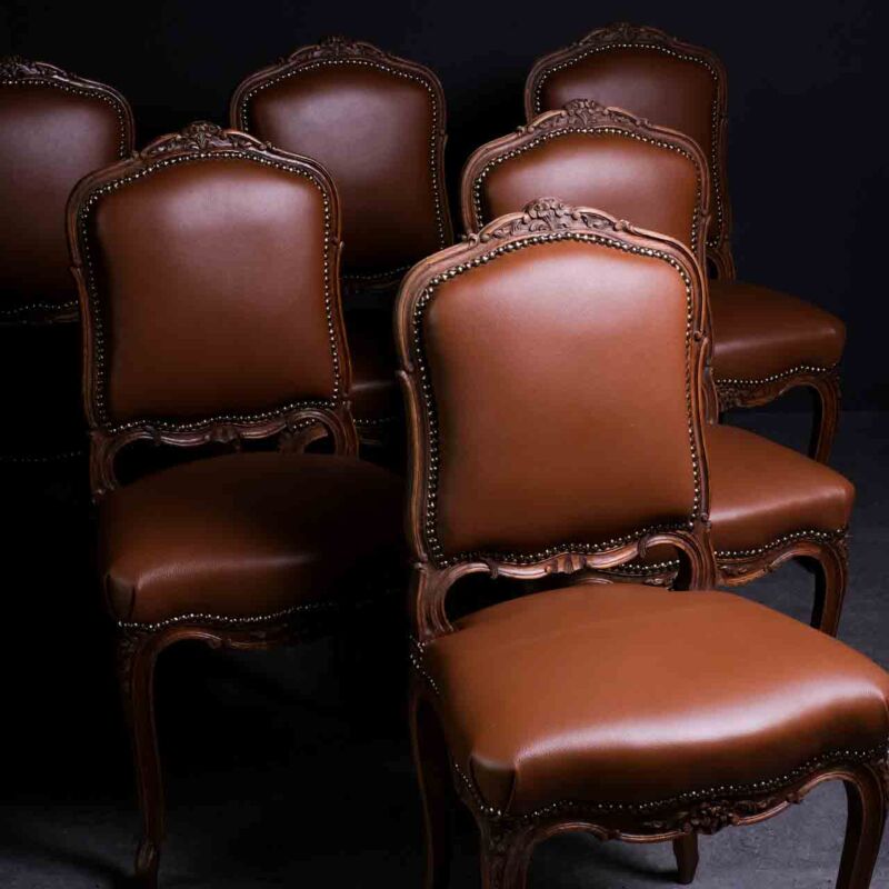 Louis XV Deri Sandalye - 6'lı Set UNQ5